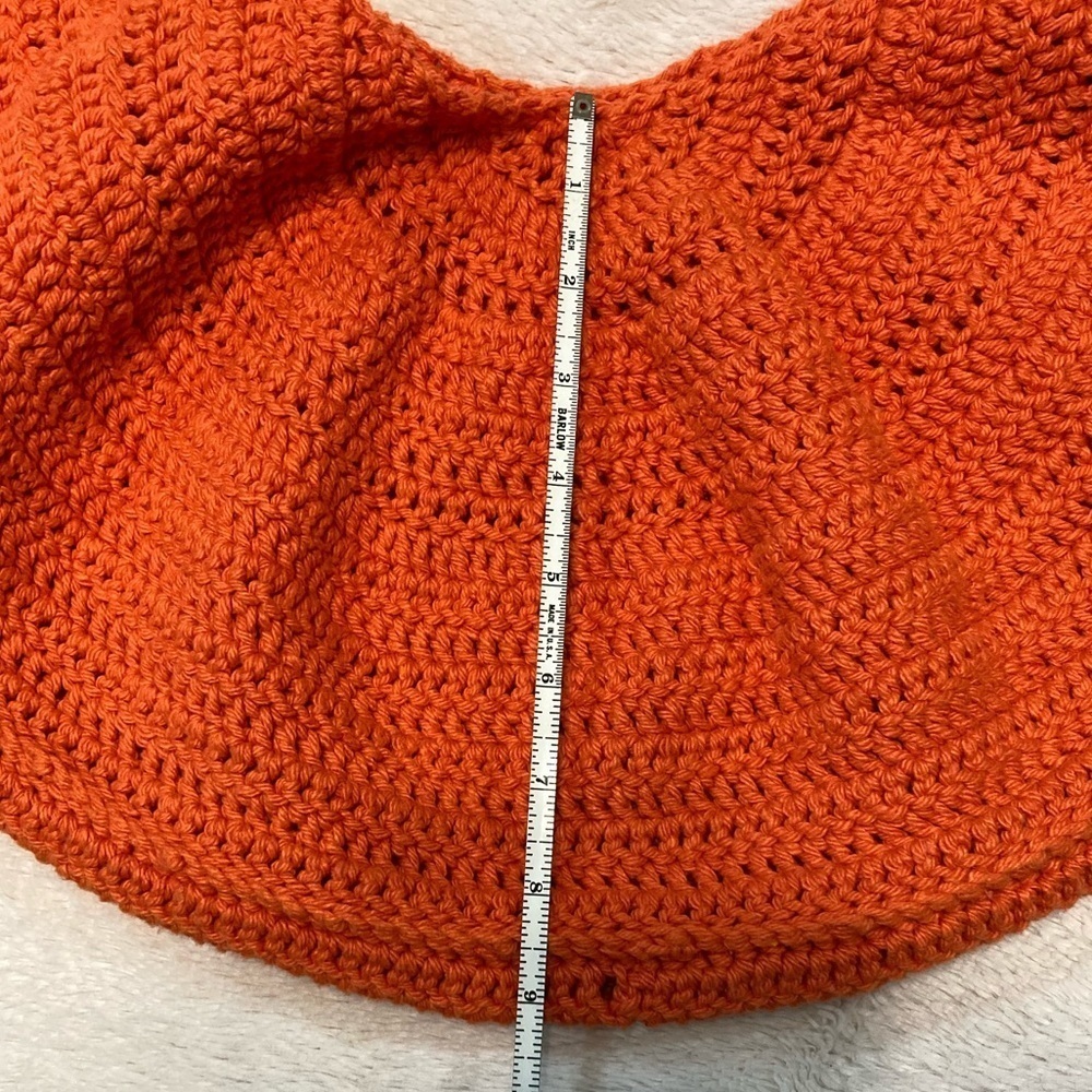 Hand Crafted, Crocheted Orange Half Moon Bag EUC‎ - Picture 10 of 10
